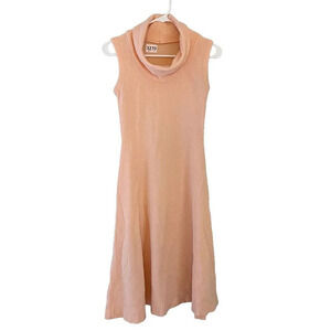 Vintage 70s Womens Orange Sweater Dress XS Pullover Sleeveless Knit Made in USA